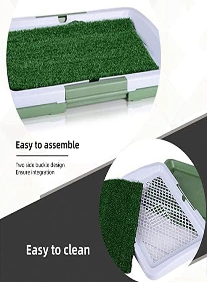 Portible وسادة تدريب الكلاب المحمولة، سجادة عشب صناعي للجراء، سجادة بديلة من العشب الصناعي لتدريب الكلاب في الشرفة، وسادة عشب صناعي مقاومة للرذاذ مع صينية - Image 2